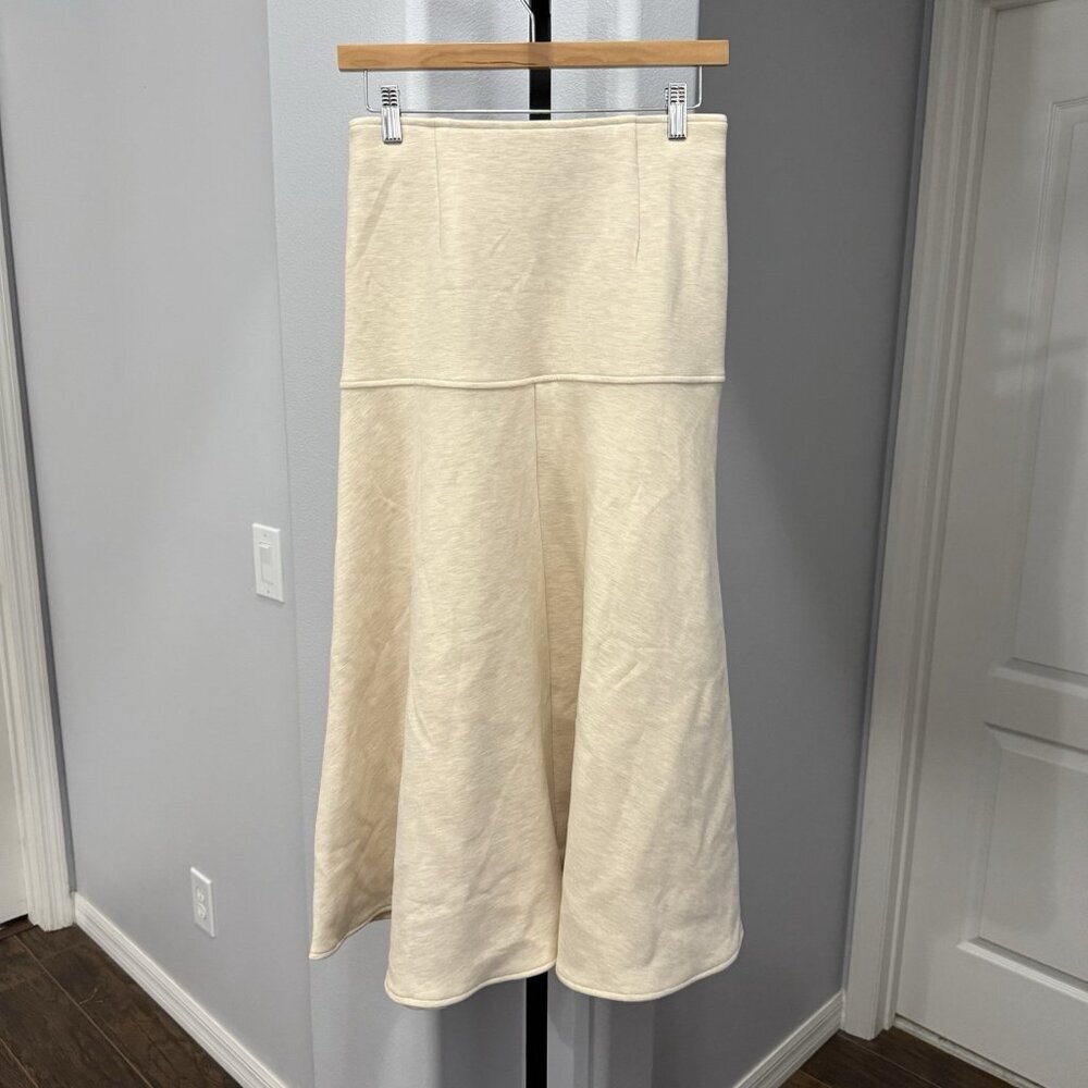 NWT OGL Cashsoft Wool Like Flared Midi Maxi Skirt Size Small Heathered Ivory - Picture 7 of 7